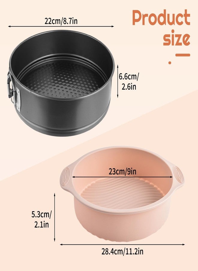 AIHSUMC 9 Inch Springform Pan with Pan Protector, Non-stick Leakproof Springform Cake Pan with Removable Bottom, Silicone Cheesecake Pan Protector Preventing Water from Entering the Springform Pan - Image 2